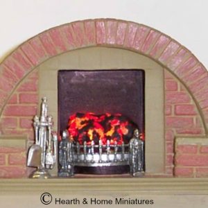 1950's brick arched lighting fireplace